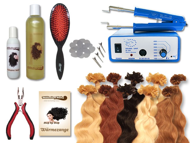 Komplett-Set - 160 Strähnen - Wärmezange - gewellt - 60 cm - Haarverlängerung