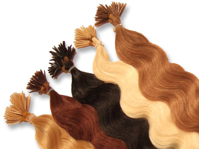 20 indische Echthaarsträhnen, I-Tip, gewellt, 40 cm - Haarverlängerung