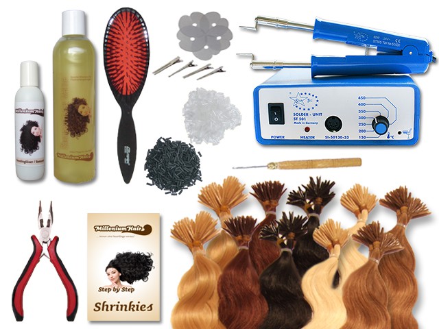 Komplett-Set - 160 Strähnen - Shrinkies - gewellt - 40 cm - Haarverlängerung