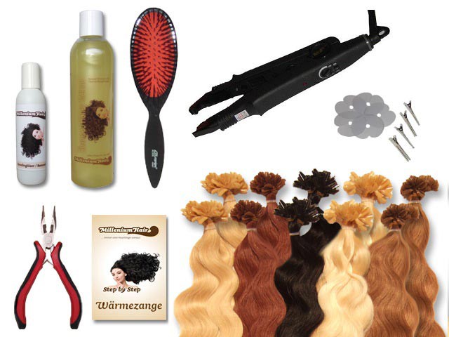 Starter-Set - 120 Strähnen - Wärmezange - gewellt - 60 cm - Haarverlängerung