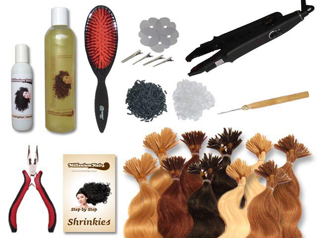 Starter-Set - 120 Strähnen - Shrinkies - gewellt - 60 cm - Haarverlängerung