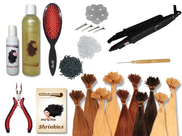 Starter-Set - 120 Strähnen - Shrinkies - glatt - 40 cm - Haarverlängerung