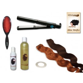 Komplett-Set - 2 Skin Wefts - gewellt - 60 cm - Haarverlängerung