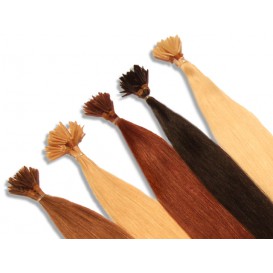 20 indische Echthaarsträhnen, I-Tip, glatt, 40 cm - Haarverlängerung