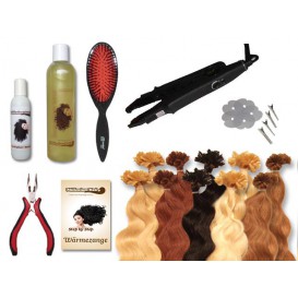 Starter-Set - 120 Strähnen - Wärmezange - gewellt - 60 cm - Haarverlängerung