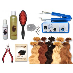 Komplett-Set - 160 Strähnen - Wärmezange - gewellt - 60 cm - Haarverlängerung