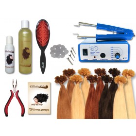 Komplett-Set - 160 Strähnen - Wärmezange - glatt - 60 cm - Haarverlängerung