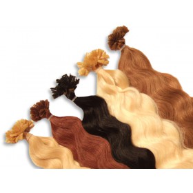 20 indische Echthaarsträhnen, U-Tip, gewellt, 40 cm - Haarverlängerung